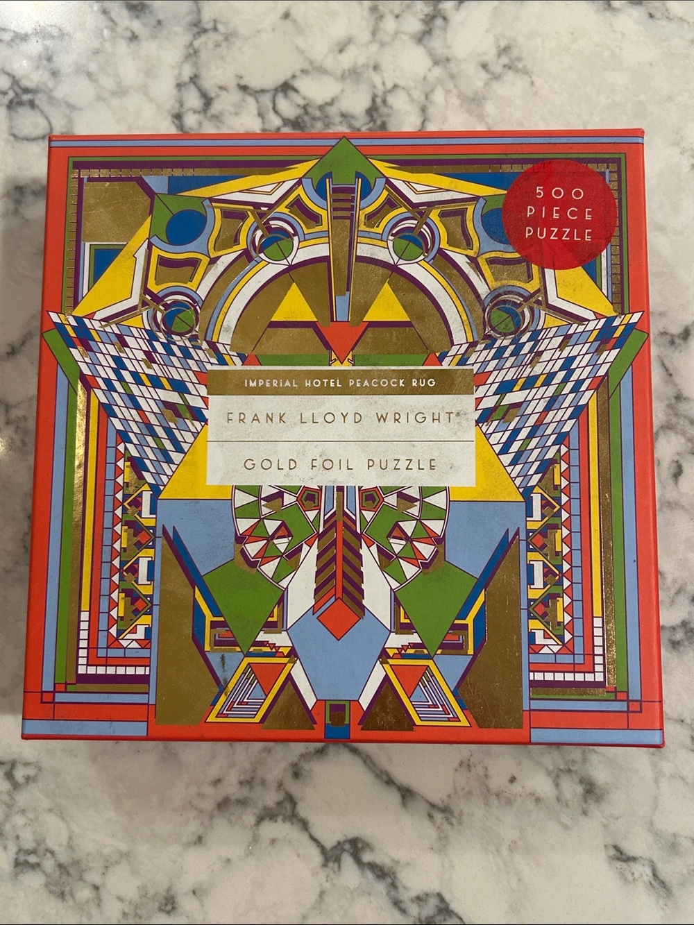 Frank Lloyd Wright Imperial Hotel Peacock Rug 500 Piece Foil Puzzle NEW.